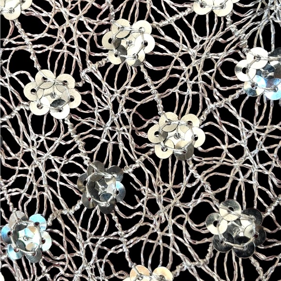 Sequin Open Weave Scarf Evening Shawl Gold Silver - Picture 8 of 15